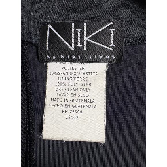 Niki by Niki Livas Black Velvet Velour Sweatheart Cocktail Dress 8 Long Sleeve - Picture 5 of 7